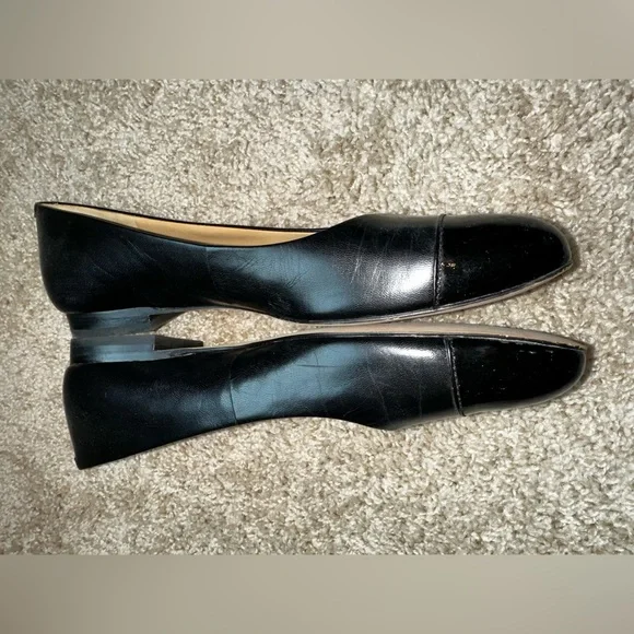 Trotters Shoes Womens 9N Narrow Black Leather With Patent Tip Flats - Picture 3 of 4